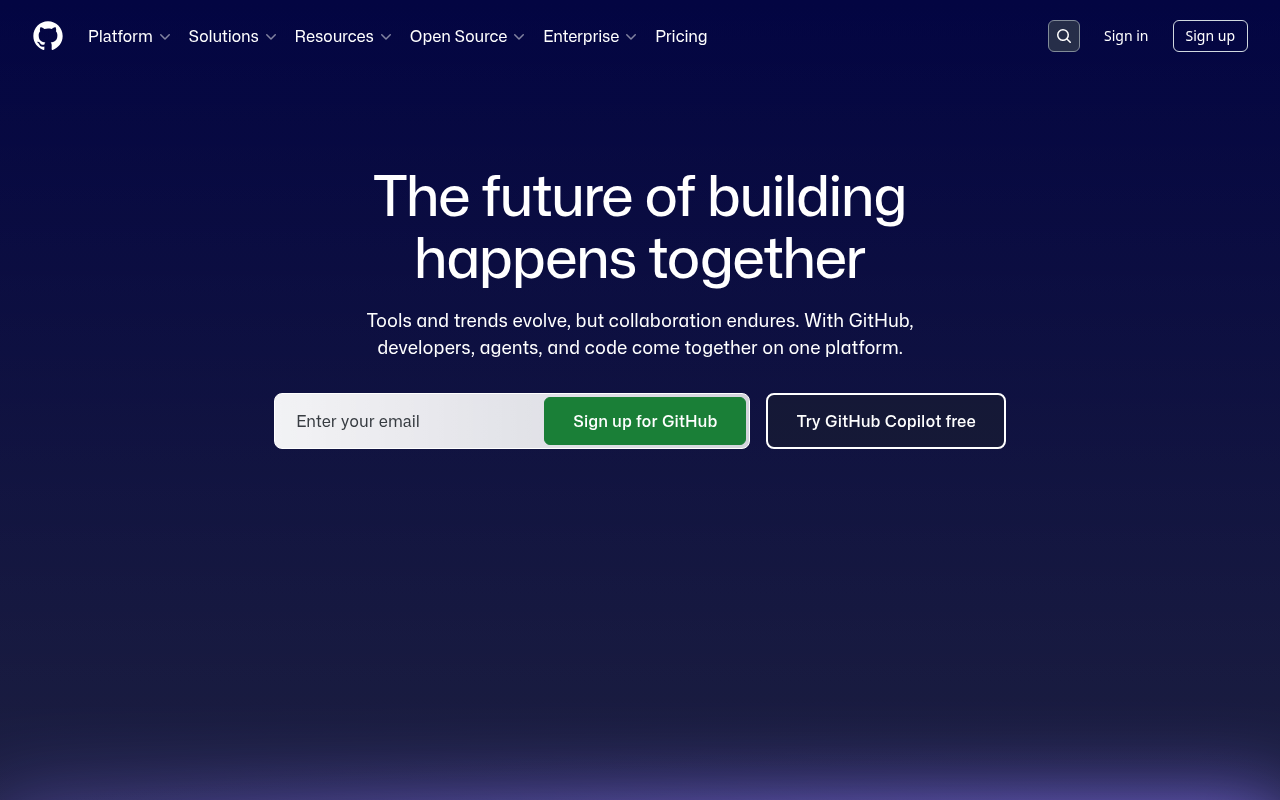 Example screenshot of GitHub